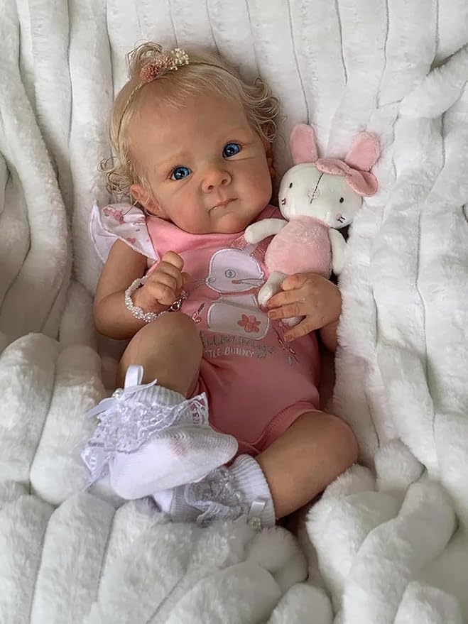 Lifelike Reborn Baby Dolls - 18 Inch Realistic Newborn Baby Doll with Weighted Soft Cloth Body Real Life Baby Dolls with Blonde Hair Birthday Gift for Kids Age 3+