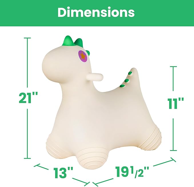 Bouncy Pals Dinosaur Hopping Horse, Toddler Boys Inflatable Bouncing Animal, Dino Hopper Toy, Baby Indoor Ride on Bouncer, Kids Outdoor Jump Toy, First Birthday Gifts for 18 24 Months 2 3 4 Year Old