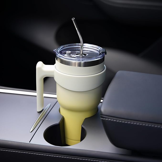 BJPKPK Tumbler With Handle And Straw 40 oz Insulated Tumblers With Lid Stainless Steel Travel Coffee Cups,Day Night