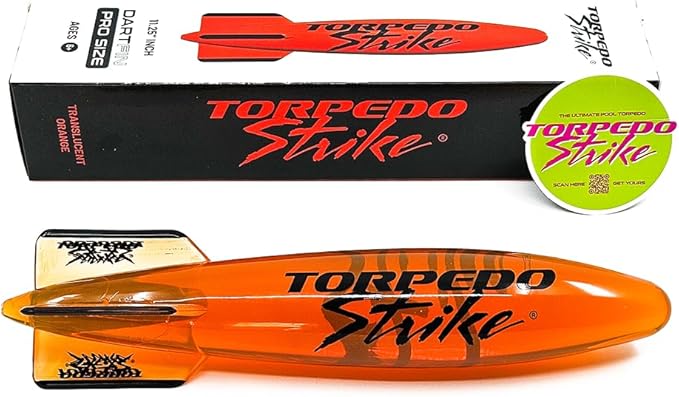 DartFin 11.25" Pro Size Ultra Premium Pool Torpedo Rocket Glides Up to 40 Feet Like Underwater Football for Underwater Passing Games Underwater Torpedo Large Diving Toy Glider (Orange)