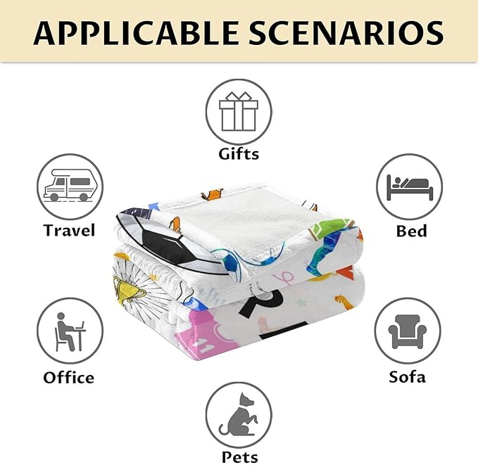 Personalized Soccer Blanket for Kids - 50x60 Inches Soft Fuzzy Cozy Throws Gifts for Soccer Players - Colorful Sports Throw Blanket for Couch, Living Room & Office