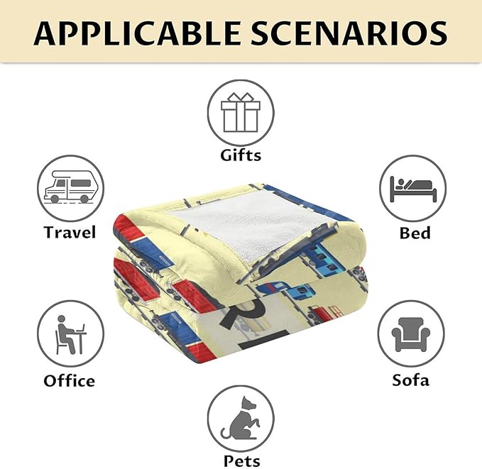 Personalized Train Blanket with Name - Soft, Fuzzy & Warm - 60"x80" Twin Size Blanket for Bed, Couch & Living Room - Yellow Cute Throw Gifts for Boys