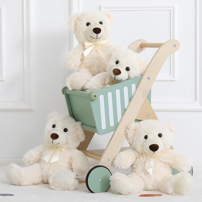 MorisMos 6Pcs Teddy Bears Bulk Baby Shower, 14inch Cute Teddy Bear Stuffed Animals Plush, Small Stuffed Bears on Centerpiece Baby Shower, White