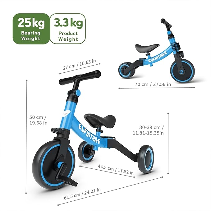 besrey 5 in 1 Toddler Bike for 1 Year to 4 Years Old Kids, Toddler Tricycle Kids Trikes Tricycle, Toys for Boy & Girl, Balance Training, Removable Pedals