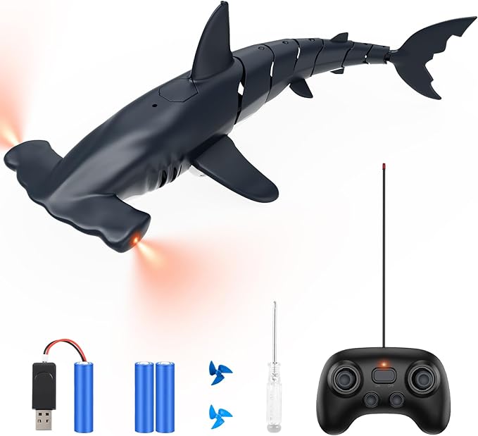 Remote Control Shark Toys High Simulation,Water Toys for Kids, High Simulation Shark for Pool & Bath, Ideal Gifts for Boys Ages 6+ (Gray)