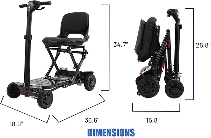 Ranger Ivy: Ultra Lightweight Full Carbon Fiber Folding Mobility Scooter – 35 lbs, Dual Battery, Airline Ready, Compact, Portable, Travel Bag Included
