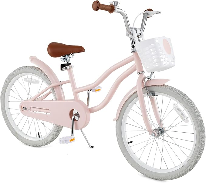 HONEY JOY Kids Bike, 12 14 16 18 20 Inch Toddler Bikes w/Training Wheels, Handbrake & Coaster Brake, Fully Enclosed Chain, Adjustable Handlebar & Seat, Kids Bicycle w/Basket, Girls Boys Bike 3-8
