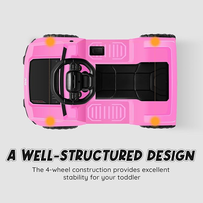 6V Ride On Car for Toddlers, Electric Car with Music, Horn, Pedal, for Ages 18–96 Months, Pink