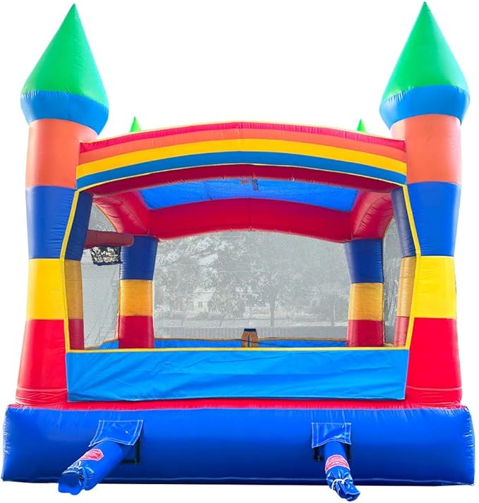 Crossover Rainbow Inflatable Bounce House, Bouncy Jump Castle for Kids and Toddlers, Outdoor Birthday Party Jumping Bouncer, Commercial-Grade, Without Blower, 13 x 12 x 14.5 Ft