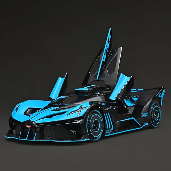 Toddler Car Toys 1/24 Diecast Cars Compatible for Bolide Model Car Collection,Spray Bolide Toy Car for Boys,Pull Back Cars with Light and Sound,Toy Cars for Boys Age 4-7(Blue)