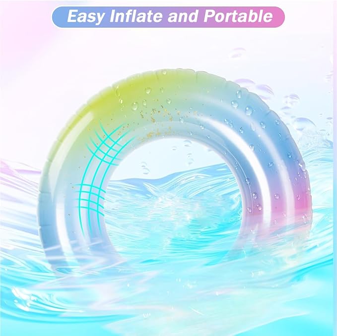 Children Swimming Ring, Inflatable Pool Floats Swim Tube Raft Toy with Fruits Mermaid Decorations Summer Water Fun Lounge Beach Lake Party Supplies for Kids