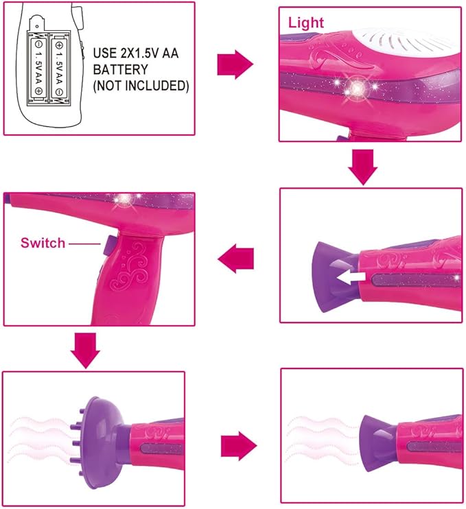 Bettina Vogue Beauty Hair Salon Fashion Pretend Play Set with Hairdryer, Mirror, Styling Accessories