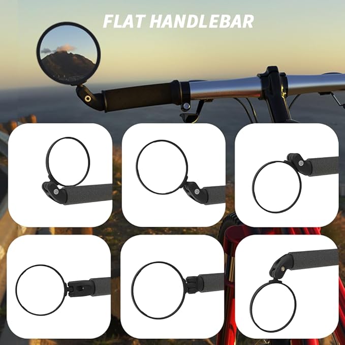 Bike Mirrors,Bike Bar End Mirror, HD Glass Convex Lens Bicycle Rearview Mirror, Safe Cycling Rearview Mirror, Easy to Install