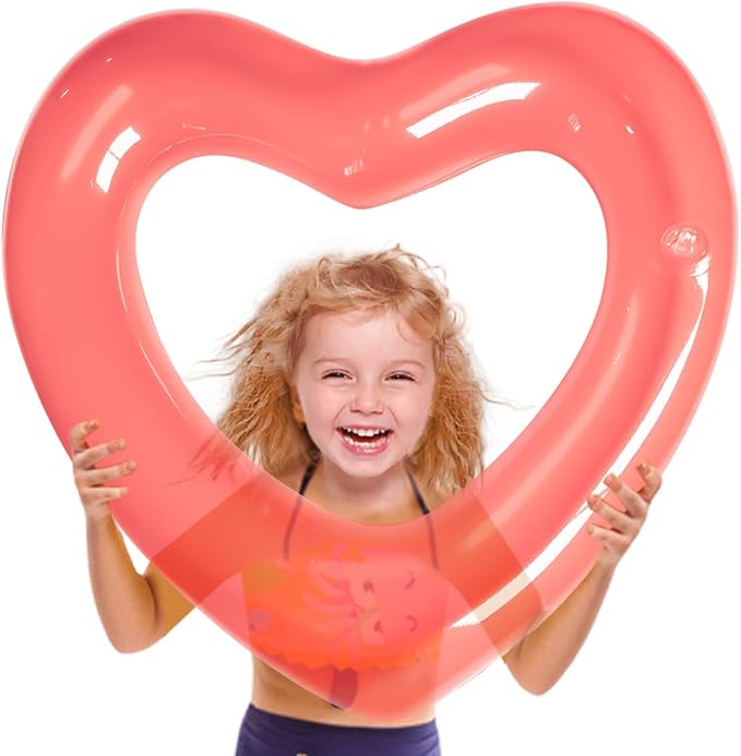 ZHUYNXIR Heart Swimming Pool Float Loungers Tube, Water Fun Beach Party Toys for Kids,Birthday Scene Layout Props.