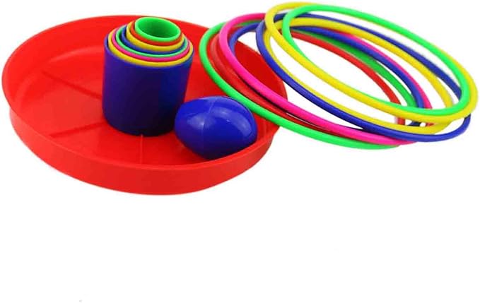 Ogrmar 18" Colorful Plastic Sport Ring Toss Game Set for Kids