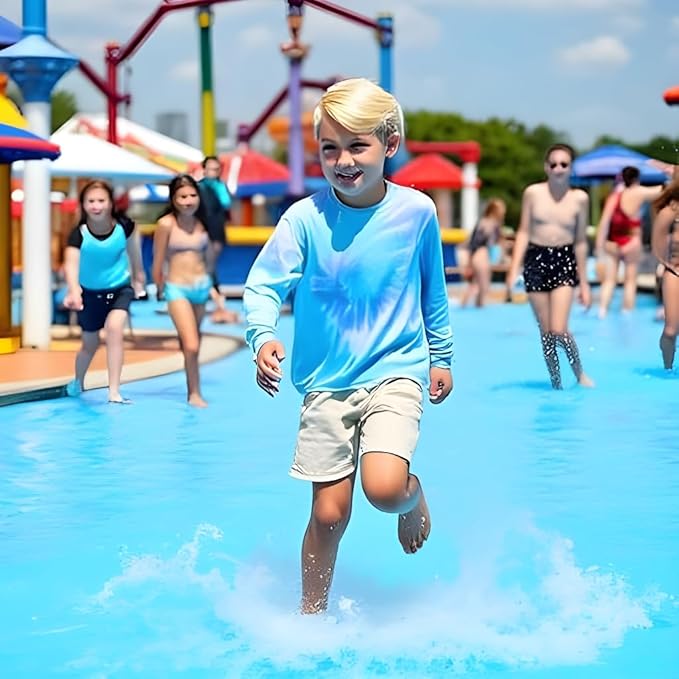 INGEAR Boys' Rash Guard UPF 50+ Swim Shirt - Lightweight, Quick-Dry, Durable Sun Protection for Swimming, Sizes XS-XL