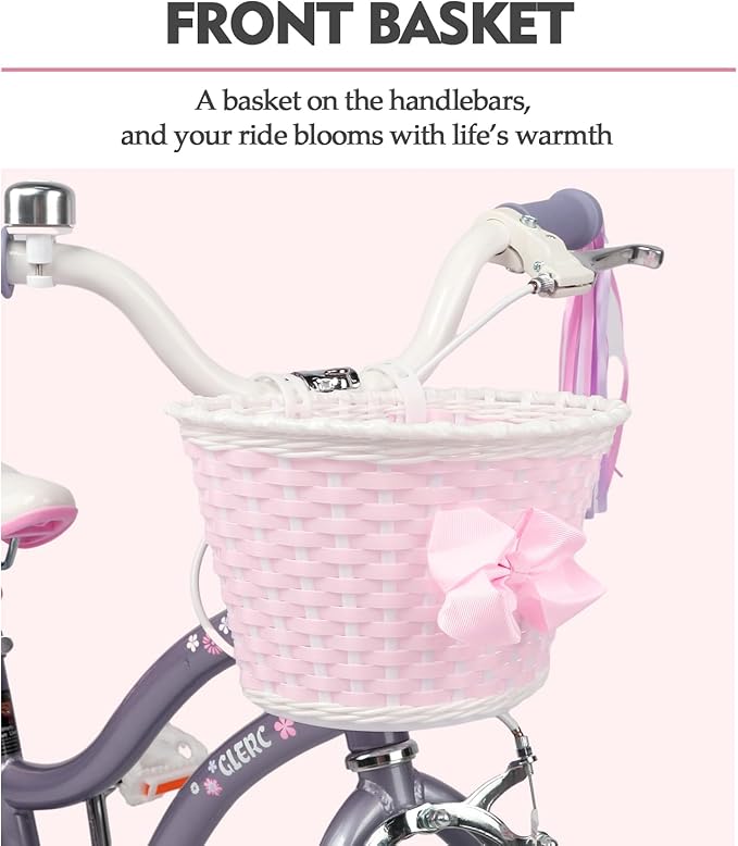 Glerc Petal Girls Bike, 12-18 Inch Kids Bike for Ages 2-9 Years Old Children, Princess Style Kids Bicycle with Training Wheels & Basket & Streamers, Multiple Colors