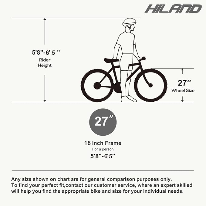 Hiland 27.5 inch Mountain Bike 21 Speeds, Lock-Out Suspension Fork, Aluminum 18 inch Frame Hydraulic Disc-Brake for Men Women Mens MTB Bicycle Adlut Bike