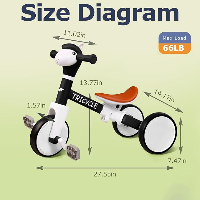 Tricycle for Toddlers 3 Year Olds, Toddler Balance Bike for Boys Girls 2-4, Toddler Tricycle with Light & Music Front, Kids Bicycle with Removable Pedal, Birthday Gifts for 2 3 4 5 Year