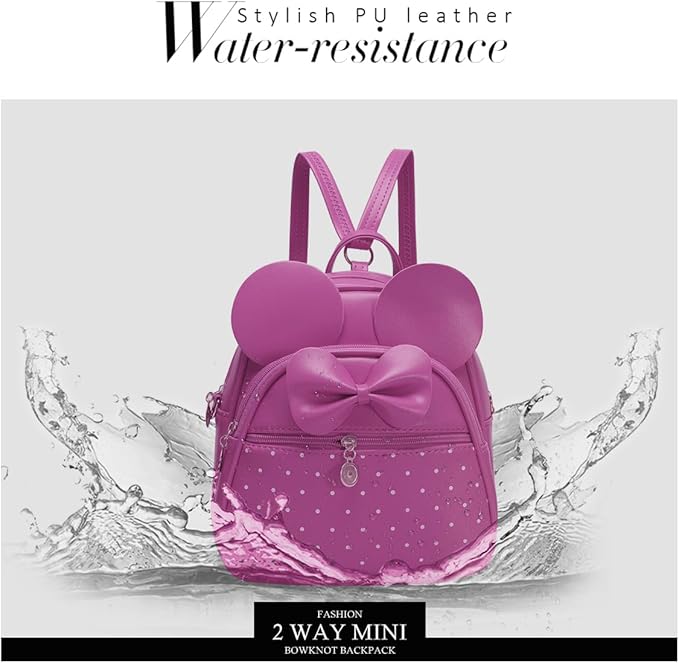 KL928 Girls Mini Backpack Bowknot Polka Dot Cute Small Daypacks Convertible Shoulder Bag Purse for Women