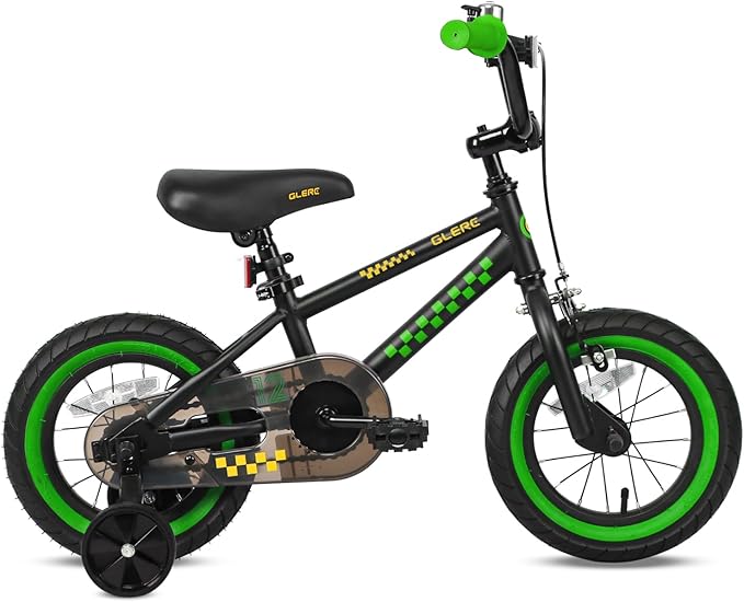 Glerc NuNu 12 14 16 Inch Kids Bike BMX Style for 2-8 Years Old Boys Girls, Toddler Bicycles with Training Wheels & Coaster Brake, Multiple Colors