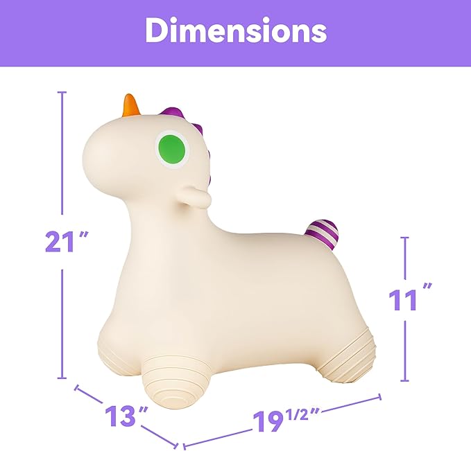 Bouncy Pals Unicorn Hopping Horse, Toddler Girls Inflatable Bouncing Animal Hopper Toy, Baby Indoor Ride on Bouncer, Kids Outdoor Activity Jump Toy, First Birthday Gifts for 18 24 Month 2 3 4 Year Old