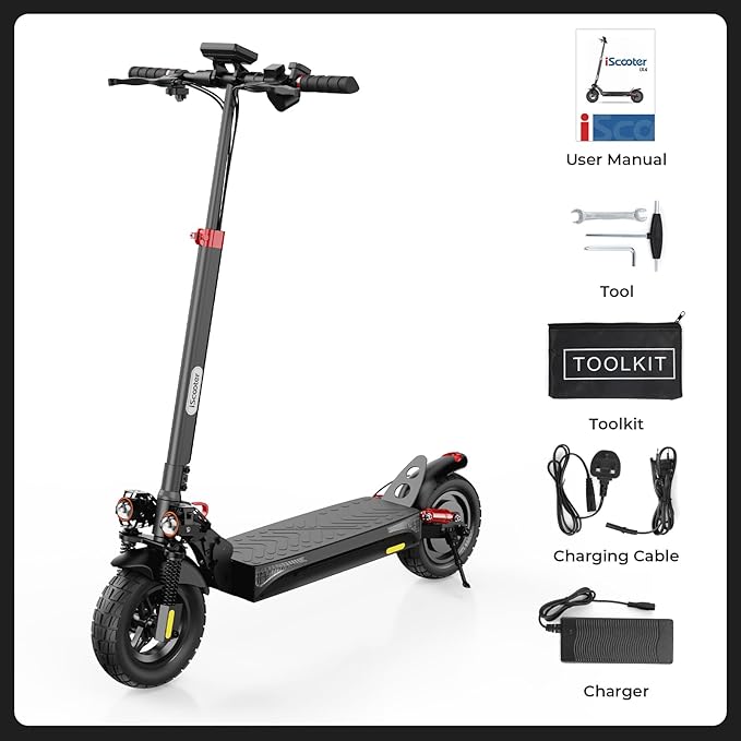 iScooter Electric Scooter, 10" Tires, 800W Motor E-Scooter Up to 25/28 Miles Range, Top Speed 24/28 MPH, Adjustable Handlebar Height, Folding Commuting Electric Scooter for Adults-(Optional Seat)