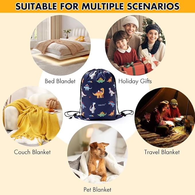 Glow in The Dark Dinosaur Blanket, Dinosaur Gifts Toys for Boys Kids, Best Christmas Birthday Valentine's Day Easter Presents for Kids Age 1-12 Year Old, Child Toddler Teen Soft Cozy Throw 50"x60"