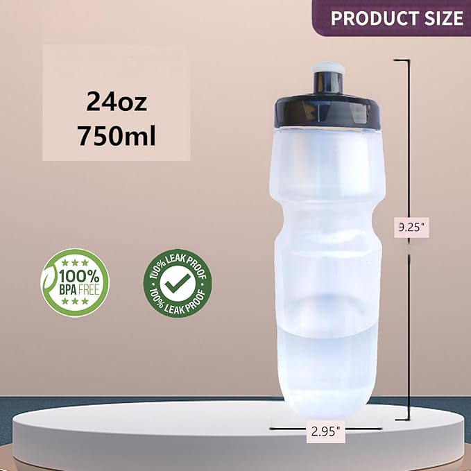 Sports Squeeze Water Bottle, 24 oz Cycling Water Bottle, BPA-Free, Leak-proof, Suitable for Cycling Gym Hiking Outdoor Hydration. (Clear) (1)
