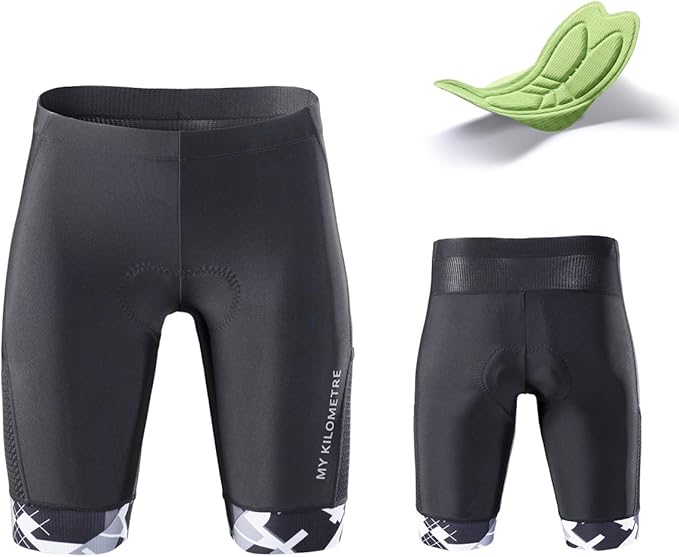 MY KILOMETRE Mens Triathlon Shorts with Adjustable Drawstring Easy Reach Leg Pockets Chamois for Long-Distance Tri Race