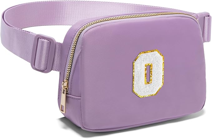 Gitus Birthday Gifts for 8 9 10 11 12 13 Year Old Girls Personalized Fanny Pack Crossbody Bags with Initial Letter Patch Belt Bag for Teen Girls Cute Trendy Stuff Travel Essentials (Lavender-O)
