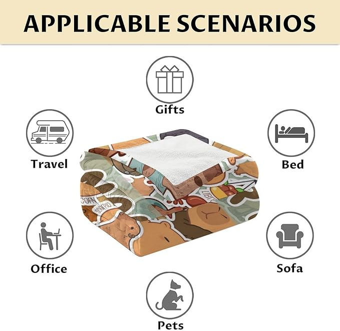 Personalized Blanket Gifts with Name - 50x40 Inches Cute Throw Blanket for Kids, Girls Boys - Brown Soft Fuzzy Blankets for Sofa Couch & Travel