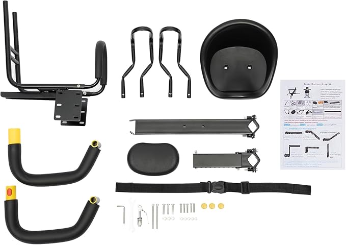 Gdrasuya10 Portable Bicycle Front Mounted Baby Seat Lightweight Child Bicycle Safety Seat Padded Saddle Kids Saddle Carrier Seat Cushion with Foot Pedal