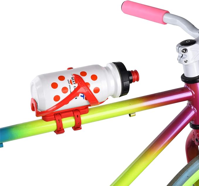 ZONKIE Bicycle Bottle Cages, Plastic Bike Bottle Holder with Cage Mounting Base (Red)
