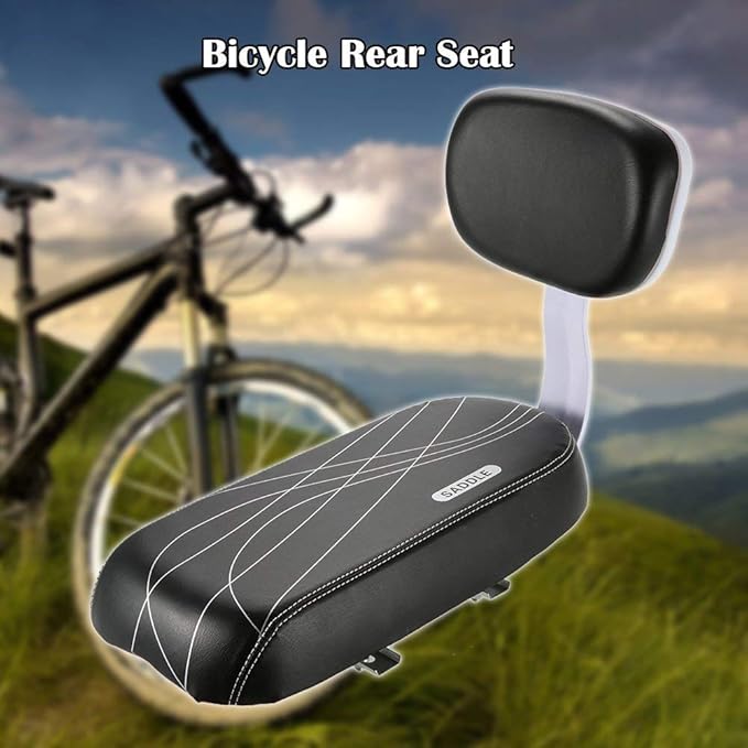 Lixada Bicycle Back Seat Cycling Bike Mountain Bike PU Leather Soft Cushion Rear Rack Seat with Back Rest