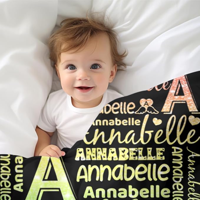 Custom Name Blanket Personalized Blanket for Girls - Printed in USA, Soft & Cozy Throw Blankets for Kids Adult Birthday