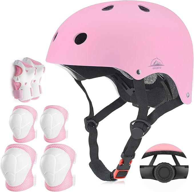 Kids Bike Helmet Set, CPSC Certified with Knee Pads Elbow Pads Wrist Guards,Adjustable Helmet for Ages 3-5-8-15 Toddler Kids&Youth,Bicycle Skateboarding…