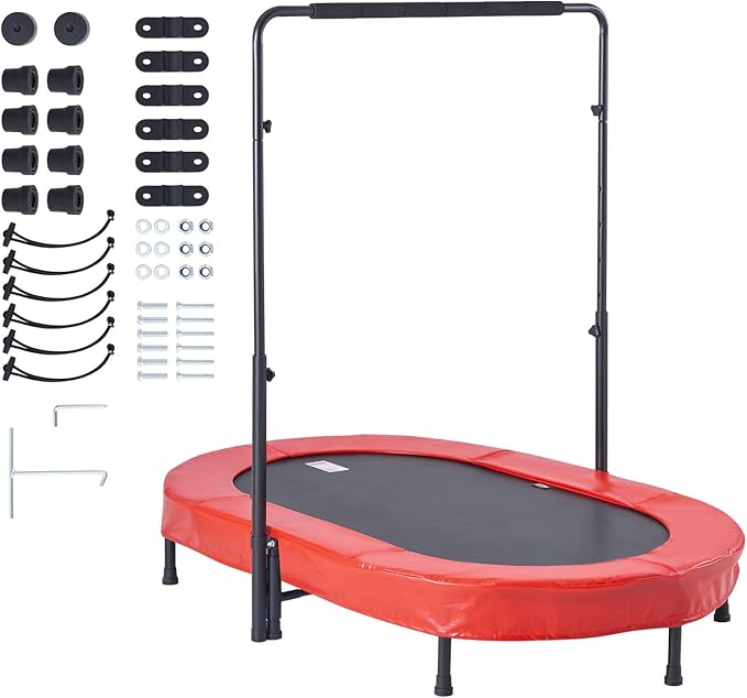 VEVOR 5FT Trampoline 50"/55"/56 * 35" for Indoor/Outdoor use for Toddlers, Foldable Mini Baby with Foam Handle, Recreational Birthday Gift