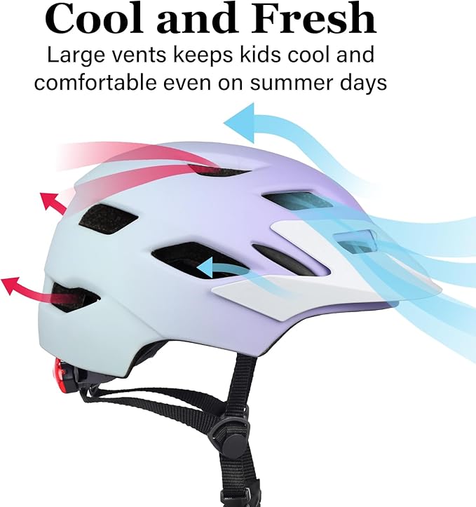 Kids Bike Helmet, Youth Toddler Boys Girls Helmets, 2 Size Adjustable for Ages 2-3-5-8-14 Years, Child Helmet with Visor and LED Light, Lightweight Multi-Sport Bicycle Scooter Cycling Helmets
