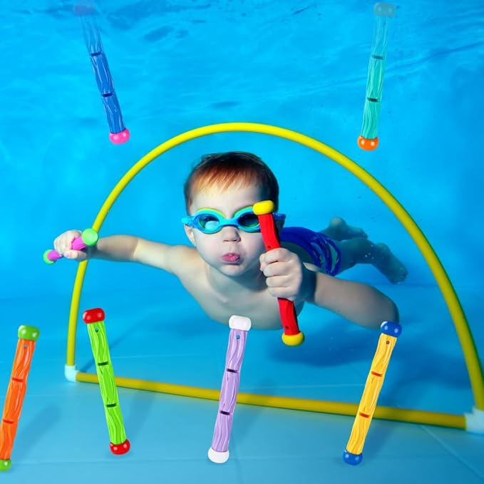 8PCS Pool Diving Swim Toys Colorful Underwater Training Sinking Throwing Dive Sticks for Kids Summer Pool Swimming Party Favor Games