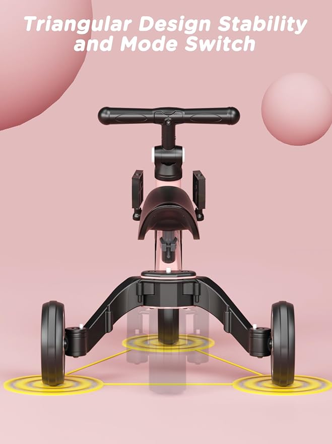 XJD 5 in 1 Toddler Bike, Tricycle for Toddlers 1-3 with Adjustable Seat Height, Removable Pedals, Ideal Balance Bike Birthday Gifts and Toys for Boys and Girls