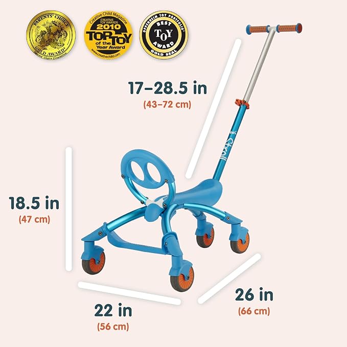 YBIKE Pewi Stroll – Indoor/Outdoor Walking Ride On Toy with Push Handle