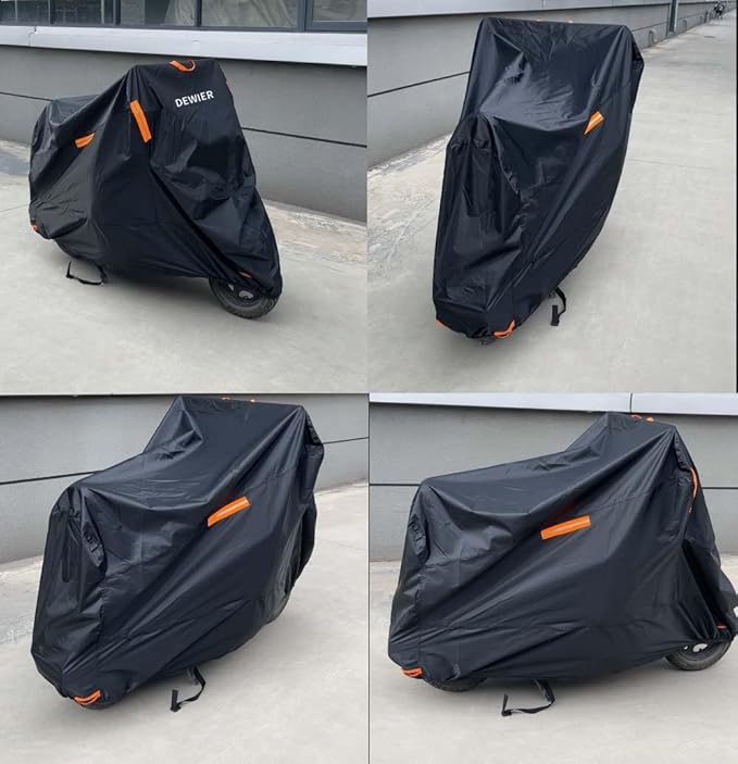 Motorcycle Cover Waterproof Outdoor, 420D Heavy Duty, XL90.5in, All Season Protection, Windproof Clasps, Storage Bag, Night Reflective Design, Fits Motorcycles, 1-2 Bikes Ebikes