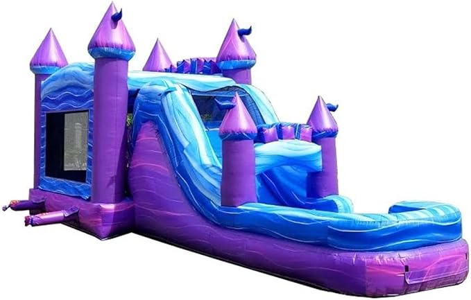 TentandTable Inflatable Bounce House Water Slide for Kids 5-12 Large, Commercial Grade Mega Bouncy Castle for Adults, Jump House, Includes Electric Air Blower, 32' L x 16' W x 15' H, Purple Marble