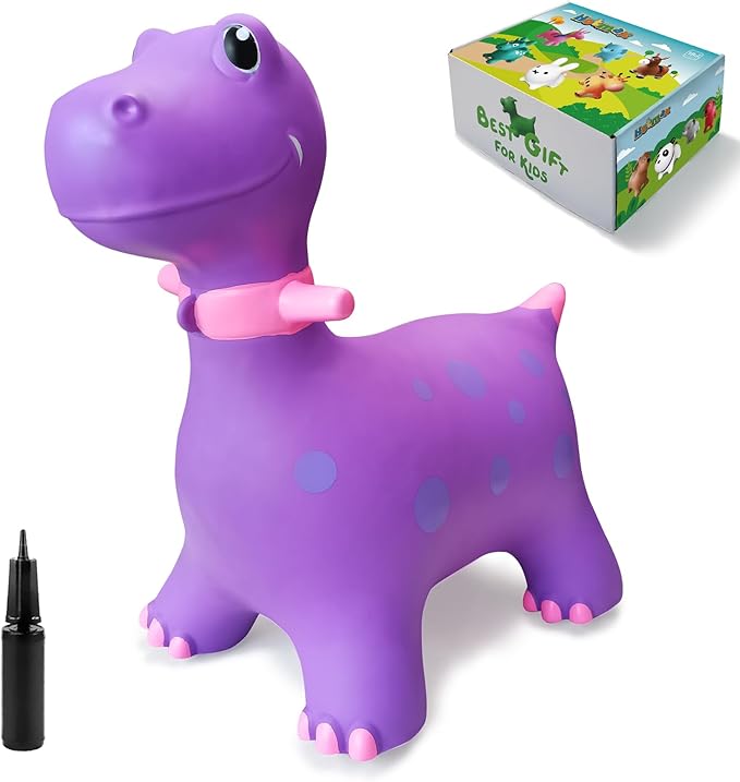 HotMax Bouncy Horse, Dinosaur Hopper Toys for Kids, Inflatable Ride on Bouncy Animals Toys for Toddlers, Jumping Horse for Baby Birthday Gift for Boy or Girl 18 Months 2-4 Year Old (Purple)