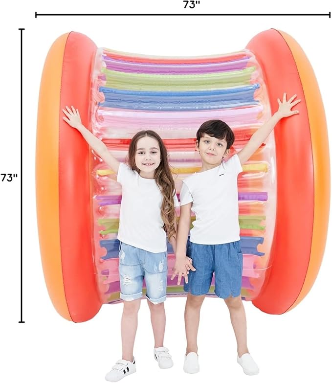 73" Diameter Inflatable Giant Colorful Rolling Wheel for Outdoor Backyard Lawn