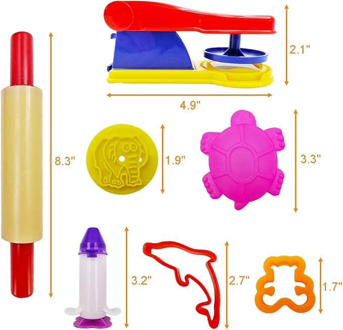 FRIMOONY Plastic Dough Tools, Various Animal Molds, Rolling Pins, for Creative Dough Cutting, 45 PCS