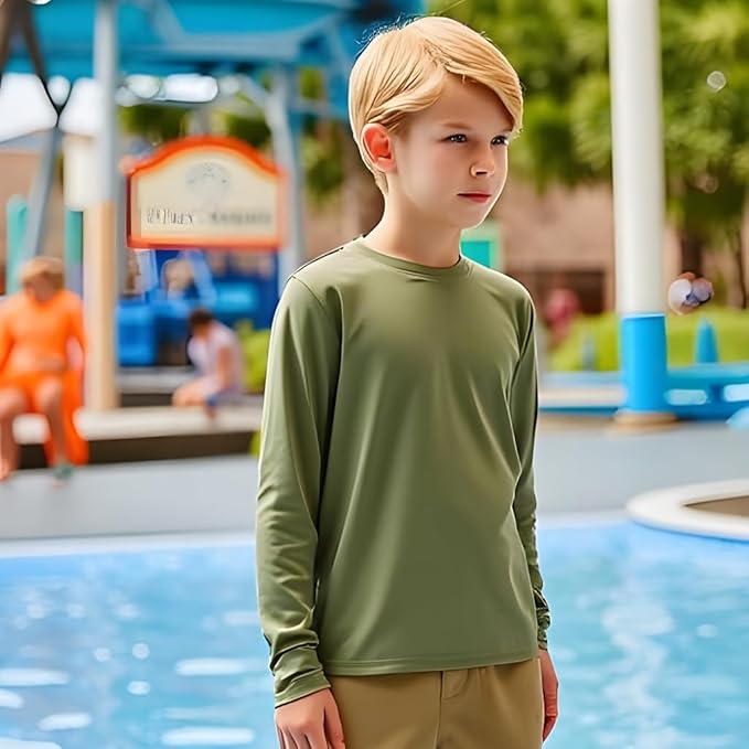 INGEAR Boys' Rash Guard UPF 50+ Swim Shirt - Lightweight, Quick-Dry, Durable Sun Protection for Swimming, Sizes XS-XL