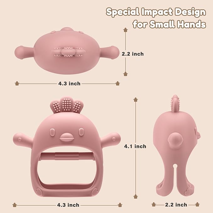 2 Pack Baby Teething Toys for 0-6 6-12 Months, Never Drop Infant Teether Teething Mitten Toys for 0 3 6 9 12 Months, Newborn Soothing Teething Toy Gifts for 1 One Year Old Baby Boys Girls