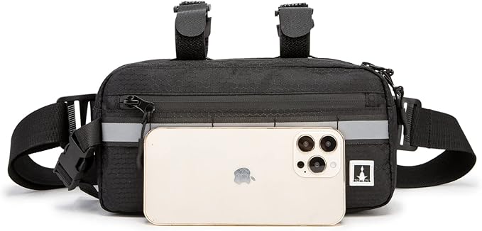 Waterproof Handlebar Bag for Kids Bikes, Convertible Crossbody Bag (Black)